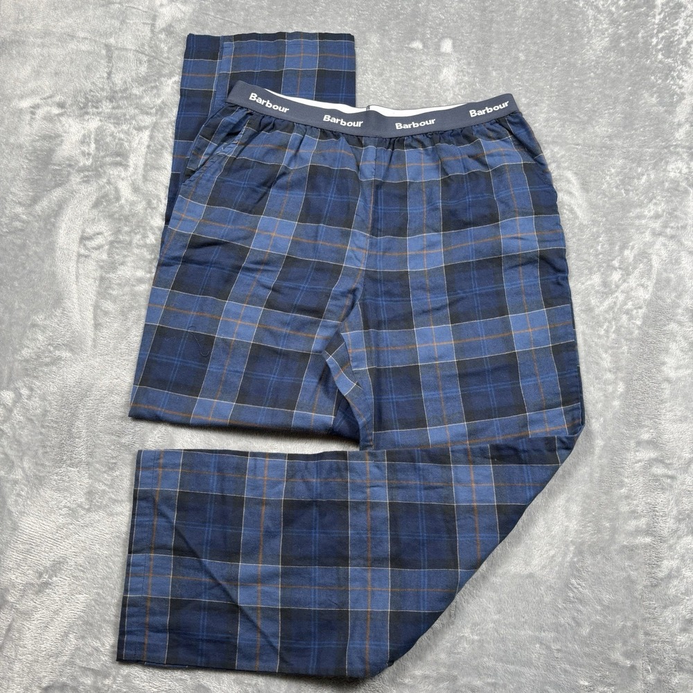 Barbour Blue Glenn Tartan Classic Plaid Pajama Sleepwear Lounge Pants Large
